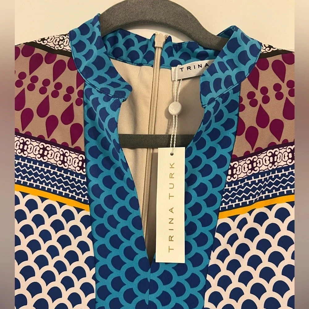 TRINA TURK Multi-color Short Sleeve Jumpsuit w/Tie Size XS NWT - Picture 4 of 6